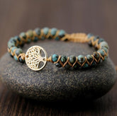 Products Natural Stone Healing Bracelet-Tree of Life Charm Bracelet-African Jasper Beadss Braided Friendship Bracelet-Family Tree Spiritual Reiki